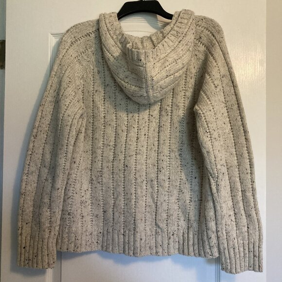 Women's XL Relativity Cream Cable-knit Hooded Cardigan - Picture 2 of 3